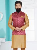 Banarasi Dhupion Pink Wedding Wear Banarasi Work Modi Jacket Kurta Pajama